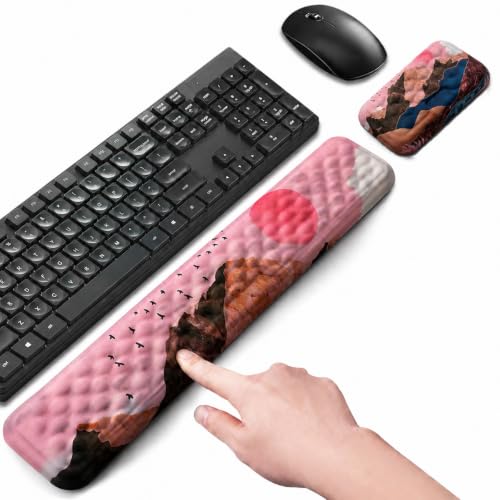 Keyboard Wrist Rest Mouse Wrist Support, Memory Foam Wrist Rest Pad for Computer Laptop, Ergonomic Wrist Cushion Support for Typing Pain Relief, Gaming Home Office, Sunrise - color: Sunrise