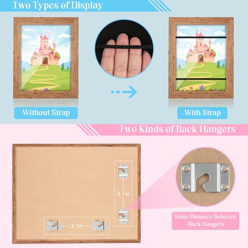 [2-Pack] Kids Art Frames, 8.5x11 Front Opening Kids Artwork Frames Changeable, Dark Woodgrain Artwork Display Storage Frame for Wall, Holds 50 Pcs, for 3D Picture, Crafts, Children Drawing, Hanging - color: Dark Woodgrain, size: 8.5x11"