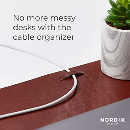 Nordik Leather Desk Mat - Whiskey Brown - Cable Organizer - Premium Mouse Mat & Desk Pad Protector - 35 X 17 Inch - Felt Vegan Leather - Large Office Mouse Pad & Blotter - color: Whiskey Brown