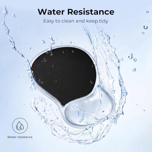 EooCoo Ergonomic Waterproof Mouse Pad with Gel Wrist Rest Support | Middle Concave Design, Leather Mouse Pad Surface, Relieve Wrist Pain, Computer Office Desk Accessories - color: Transparent Black