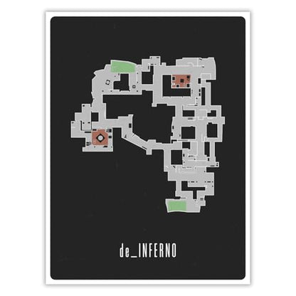 SnooozeWorks CS Inferno Map Poster - Premium Gaming Wall Art, Unframed Perfect Decor for Gamers (24"x36") - size: 24x36