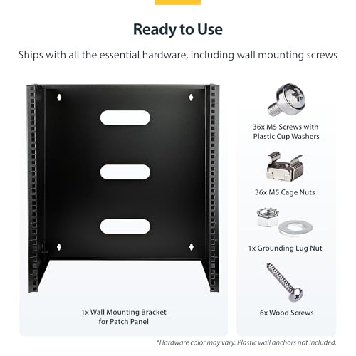 StarTech 12U Wall-Mount Patch Panel Rack, 13.75in, 125lb, TAA (WALLMNT12) - size: 12U