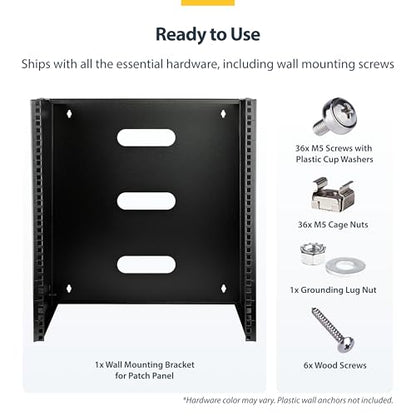 StarTech 12U Wall-Mount Patch Panel Rack, 13.75in, 125lb, TAA (WALLMNT12) - size: 12U