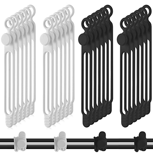 Nuanchu 40 Pcs Silicone Cable Ties Reusable Holder Adjustable Straps Multipurpose Charging Cable Organizer for Fastening Charging Cords Wires(4.17 Inch,Black, White) - color: Black, White, size: 4.17 Inch