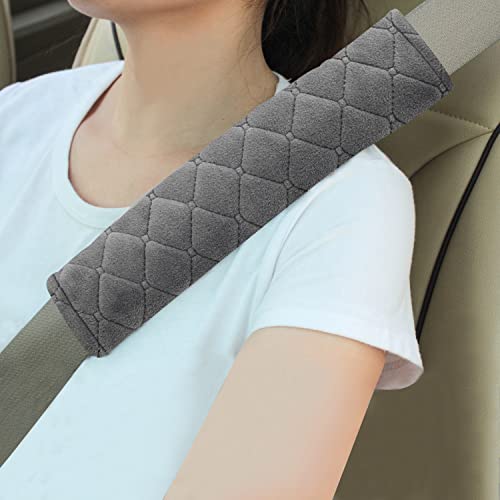 Amooca Soft Auto Seat Belt Cover Seatbelt Shoulder Pad Cushions 2 PCS for a More Comfortable Driving Universal Fit for All Cars and Backpack Dark Gray - color: C: Dark Gray