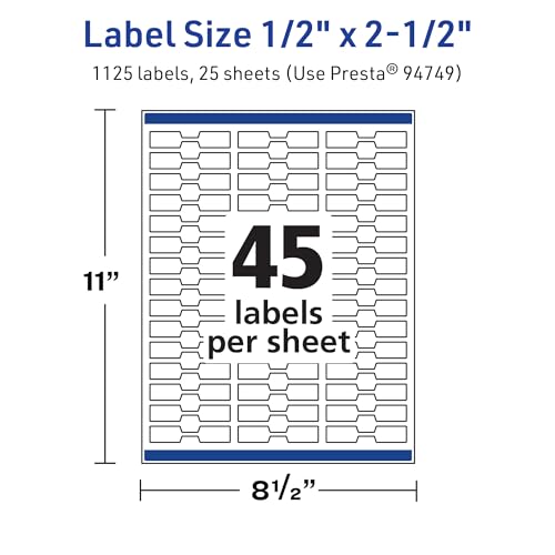 Avery TrueBlock Matte White Barbell Labels, Sure Feed Technology, 0.5" x 2.5", 1,125 Matte White Labels, Laser/Inkjet Printable, Great for Jewelry and Product Merchandising - style: 1,125 labels