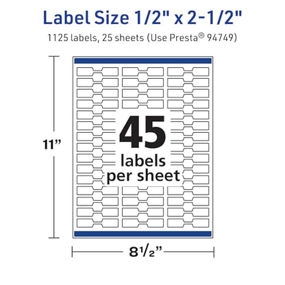 Avery TrueBlock Matte White Barbell Labels, Sure Feed Technology, 0.5" x 2.5", 1,125 Matte White Labels, Laser/Inkjet Printable, Great for Jewelry and Product Merchandising - style: 1,125 labels