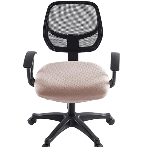 Stretch Jacquard Office Chair Cover, Removable Washable Desk Chair Cover, Anti-dust Seat Cushion Protectors - Camel - color: Camel, size: Chair Seat Cover