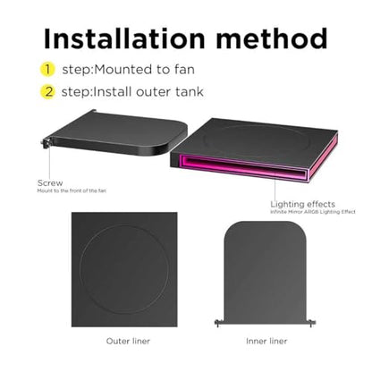 PC Case ARGB Square Figurine Shelf, Figure Stand, Infinity Mirror Design Floating PC Shelf for Figure - 120mm Fan Accessories-Black - color: Black
