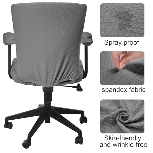 Tallew 4 Pcs Office Chair Covers Set Computer Universal Protective Stretchable Chair Seat Covers Desk Armrest Slipcovers Pads Office Cushion Backrest for Rotating(Gray) - color: Grey