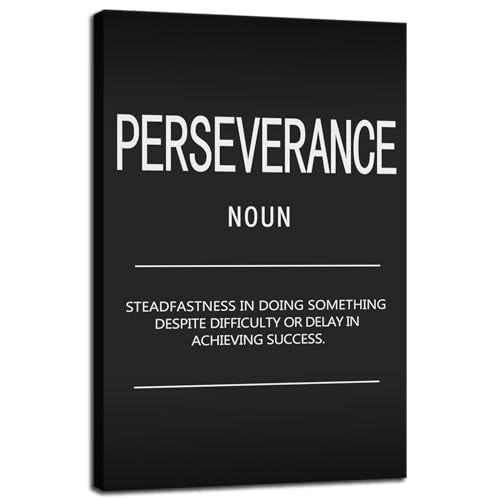 Motivational Canvas Wall Art Perseverance Noun Inspirational Posters and Prints Inspirational Painting Artwork Modern Inspiring Office Living Room Gym Decor Framed Ready to Hang[12" W X 18" H] - color: A-ONE-03, size: 12"L x 18"W