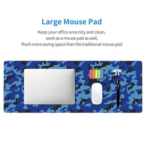 Dark Blue Camouflage Mouse Pad Large Gaming Mousepad Non-Slip Rubber Base Keyboard Mouse Mat for Laptop Keyboard Desktop 31.5 x 11.8 inch - color: Dark Blue Camouflage