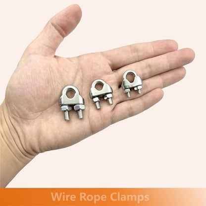 8 Pcs M10 Wire Rope Clamps Cable Clamps 4 Pcs 3/8" Wire Rope Thimble U Bolt Saddle Fastener 304 Stainless Steel Cable Clamps (M10, 8) - style: M10