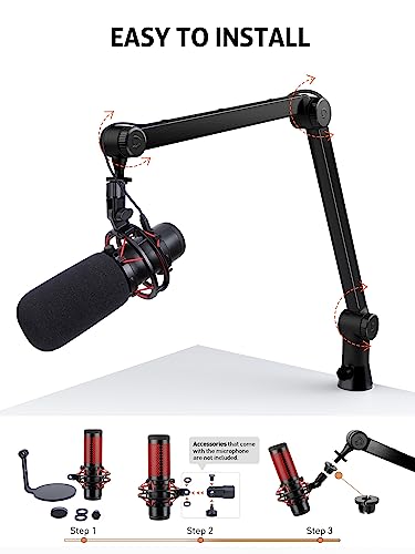 SUNMON HyperX QuadCast Boom Arm - Upgraded Heavy Duty Mic Arm with HyperX QuadCast Pop Filter, 360° Rotatable Microphone Arm for QuadCast S - color: Mic Arm