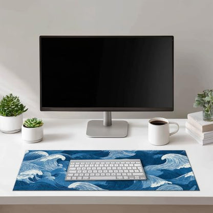 HOMETITUTE Ocean Wave Line Art XL Mouse Pad Gaming Mousepad 31.5x11.8 Inch Non-Slip Keyboard Desktop Protector Mat Diatomite Large Mouse Pad for Home and Office Desk Accessories - color: Ocean Wave Line Art