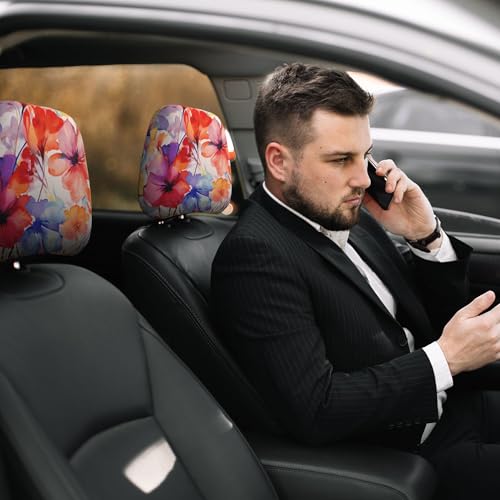 2PCS Headrest Covers for Cars Pink Flowers Print Detachable Head Rest Cover for Women - color: Beautiful Flowers Pink