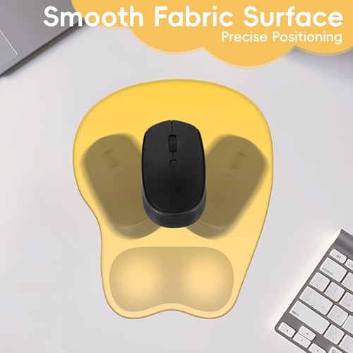 Mouse Pad with Wrist Rest Ergonomic Mouse Pad with Comfortable M-Shape Pain Relief Wrist Support Non-Slip PU Base Mousepad for Laptop, Office & Home (Gradient Yellow) - color: Gradient Yellow