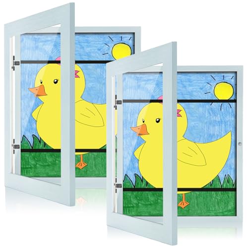 [2-Pack] Kids Art Frames, 8.5x11 Front Opening Kids Artwork Frames Changeable, Light Green Artwork Display Storage Frame for Wall, Holds 50 Pcs, for 3D Picture, Crafts, Children Drawing, Hanging Art, - color: 1#Light Green, size: 8.5x11"