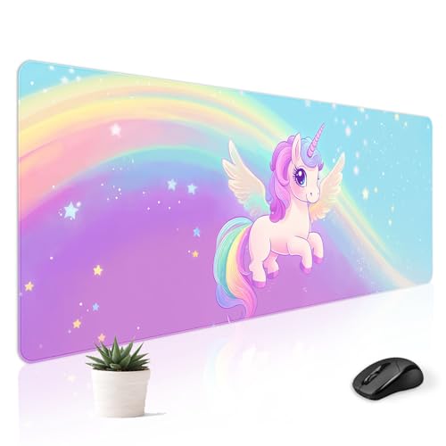 Mousepad Desk Mat Gaming Large Keyboard Cute Office Desktop Computer Laptop Cartoon XXL Long Giant Big Kawaii Aesthetic Girly Pretty Design Women Girl Gamer Oversized Wide 30x12'' Mousepad - color: Unicorns