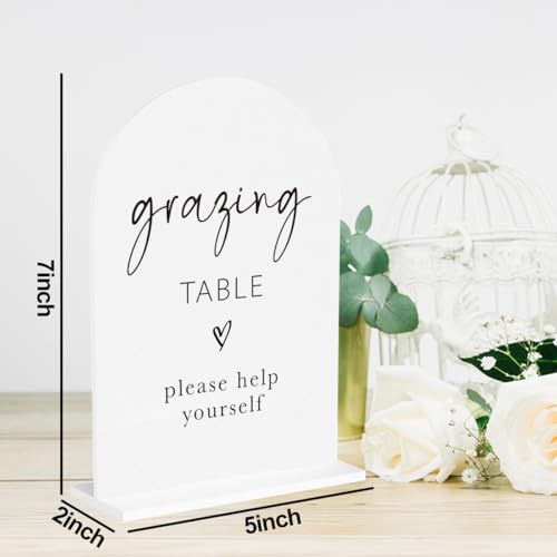 Grazing Table Sign, Food Snack Table Sign Wedding Engagement Bridal Shower Baby Shower Decor for Ceremony Party Reception Desk Acrylic Decor - color: Grazing Table