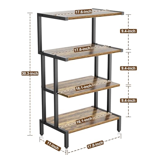 Aquzee Game Console Stands, 4-Tier AV Media Shelf, Stereo Stand, Wood Gaming Entertainment Center Rack for Audio Video Games DVD Player Organizer Storage Shelves fit Small Space - color: Brown, size: Regular model (standard)