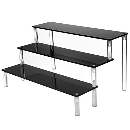 3 Tier Black Acrylic Display Riser Cupcake Stand Display Shelf for Decoration, Collection, Makeup - size: 3 tier