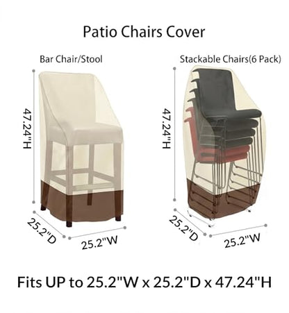 RosieLily Patio Chair Covers High Back Outdoor Bar Stool Covers (1 Pack-Beige & Brown, 25.2"W x 25.2"D x 47.24"H) - color: 1 Pack-Beige & Brown, size: 25.2"W x 25.2"D x 47.24"H
