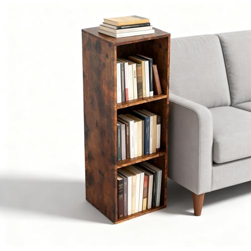 Cube Storage Organizer, 3 Cube Retro Bookshelf, Freestanding 3 Tier Open Shelf, Rustic Brown Retro Shelves for Home Office, Bedroom, Living Room, Study - color: Rustic Brown, size: 3-Cube