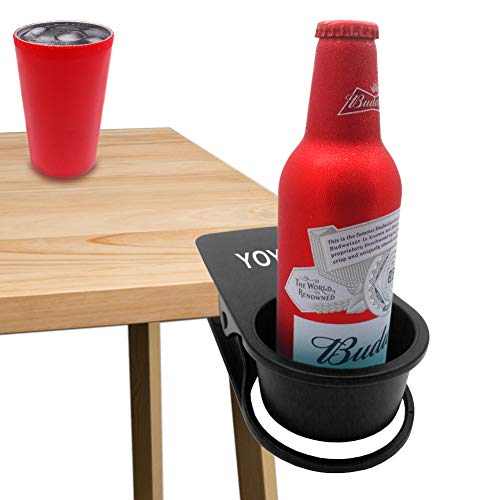 YOY Drink Cup Holder Clip - Table Desk Side Water Glass Beer Bottle Beverage Soda Coffee Mug Holder Cup Saucer Clip Design for Home Office, Black - color: Black, size: 1 Pack