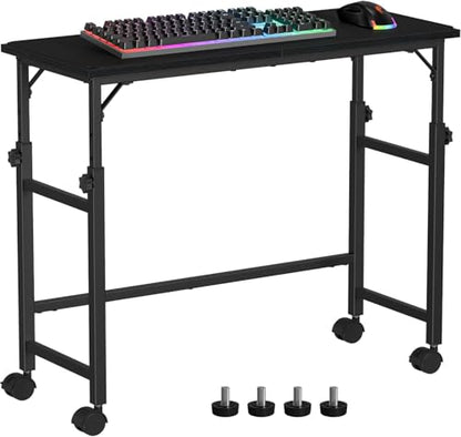 Snughome Mobile Keyboard Tray with Mouse Pad, Height Adjustment 21.6"-31.1", Keyboard Standing Desk, Rolling Under-Desk Extender with Lockable Casters, Desk Accessories for Home Office, Black - color: Black