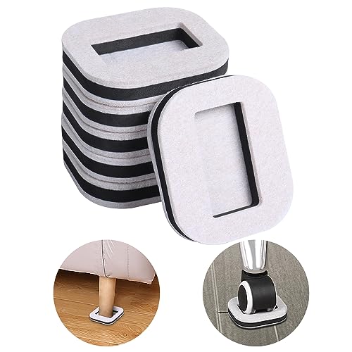 12 PCS Felt Furniture Coasters Caster Cups for Hardwood Floors, Felt Bottom Furniture Pads, Bed Office Chair Fridge Furniture Wheel Stopper to Prevent Sliding and Scratches (Beige, L: 2.6" * W:1.8") - color: Beige - L, size: L: L:2.6" * W:1.8"