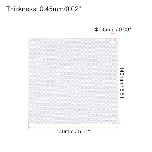 MECCANIXITY 6PCS PC Dust Filter, 140x140mm PVC Computer Case Cooler Dustproof Mesh Cover Fan Grills for Computer Chassis Speakers, White