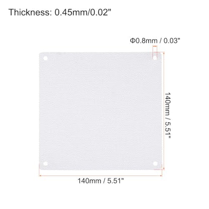MECCANIXITY 6PCS PC Dust Filter, 140x140mm PVC Computer Case Cooler Dustproof Mesh Cover Fan Grills for Computer Chassis Speakers, White