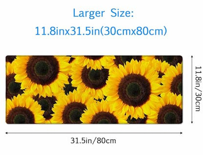 Mouse Pad Gaming, Large XXL Mouse Pads, Non-Slip Rubber Base Mousepad, Keyboard Mouse Mat Desk Pad with Stitched Edges, 31.5x11.8 inch Yellow Sunflower - color: Yellow Sunflower, size: 31.5L x 11.8W inches