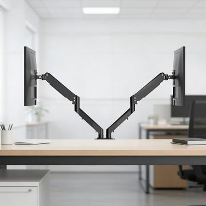 Pholiten Dual Monitor Stand, Fully Adjustable Gas Spring Arms for 17 to 32 inch Screens, VESA 75x75, 100x100, Max 22 lbs - style: 2 monitor mount
