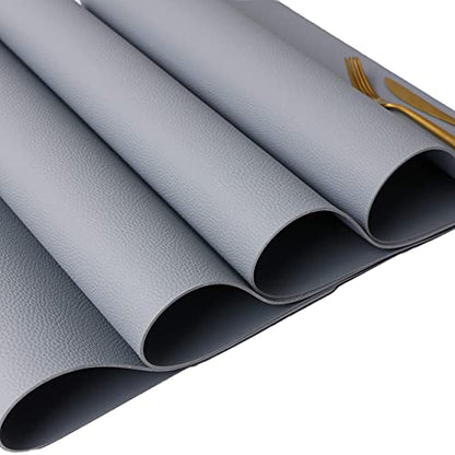Wipeable Placemats Leather Table Mats Waterproof Heat-Resistant Easy to Clean for Dining Table Set Kitchen Table (4, Pale Blue) - color: Pale Blue, size: set of 4