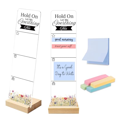 Sticky Note Holder Acrylic Monitor Memo Board Desk Organizers Desk Decor Post It Note Holder Hold On Let Me Overthink This Funny Anxiety Relatable Office Desk Sign 12.2x3.1 Inches - color: Acrylic 16