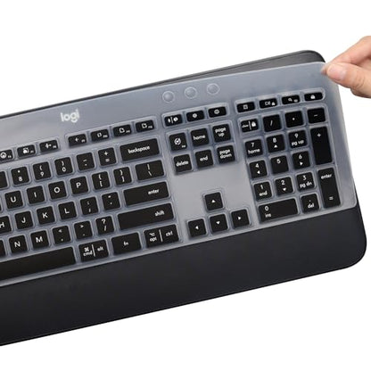 Keyboard Cover Skin for Logitech MK545 MK540 Wireless Keyboard, Logitech MK545 Keyboard Protector, Logitech MK540 Ultra Thin Desktop PC Silicone Clear Keyboard Skin Protector-Black - color: Black