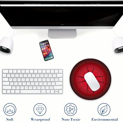 Spider Red Spider Web Mouse Pad Round Mouse Mat, Non-Slip Rubber Base Mousepad with Stitched Edge for Wireless Computer Laptop Office Desk Accessories 8 x 8 Inches - color: Spider Red Spider Web