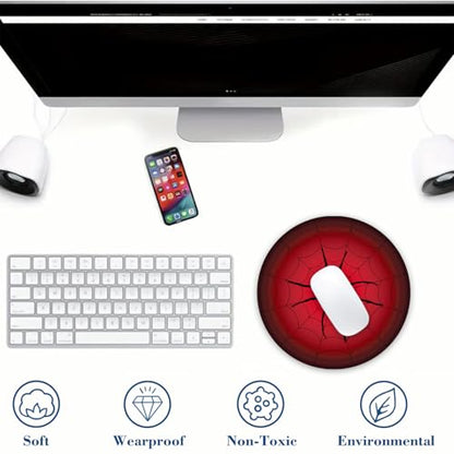 Spider Red Spider Web Mouse Pad Round Mouse Mat, Non-Slip Rubber Base Mousepad with Stitched Edge for Wireless Computer Laptop Office Desk Accessories 8 x 8 Inches - color: Spider Red Spider Web