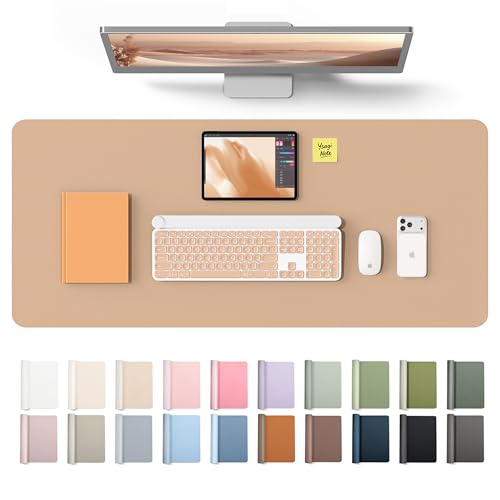 YSAGi Leather Desk Protector, Office Mat, Large Mouse Mat, Non-Slip PU Leather Blotter, Laptop Desk Mat, Waterproof Writing Pad for Office and Home(Latte, 42" x 17.2") - color: Latte, size: 42" x 17.2"