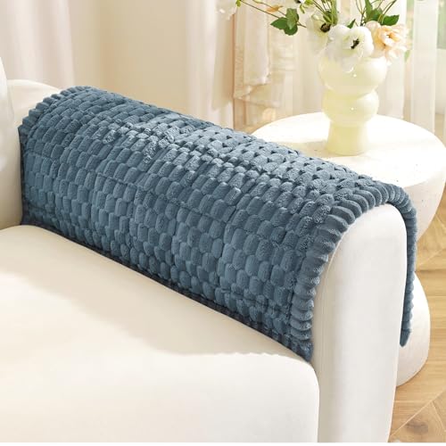 Royhom Couch Arm Covers, Arm Rest Covers for Sofa Set of 2, Thick Arm Chair Covers, Headrest Backrest Protector for Pets Recliner Loveseat Leather Cushion L Shaped Sofa (Blue, 20 x 24 Inch, 2 Pieces) - color: Blue, size: 20 X 24 Inch/2 Pieces