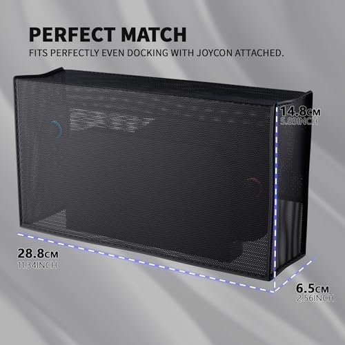 playvital Dust Cover for Nintendo Switch 2, Breathable Anti-Scratch Nylon Sleeve, Waterproof Protective Cover for Switch 2 Console & Charging Dock – Black - color: Breathable