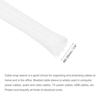uxcell Expandable Sleeving, 1/4-inch 100ft Cable Sleeve, White - color: White, size: 1/4" x 100 Ft