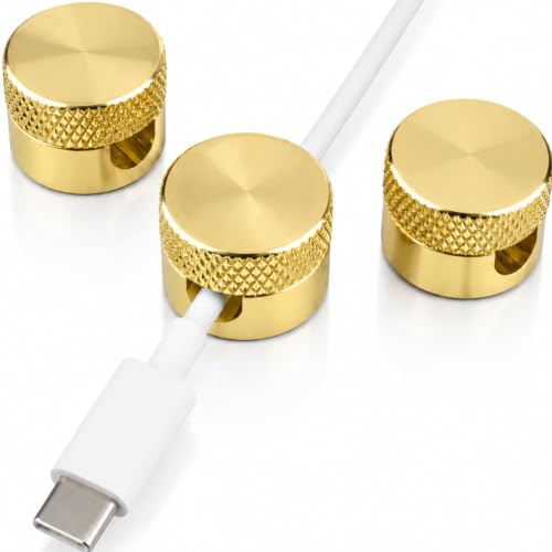 3PCS Premium Cord Holder for Nightstand, Computer Cord Organizer for Desk, Appliance Cord Organizers, Stick-On Cable Clip for Charger, Laptop, USB, Headphones, Wire Management Set, Gold - color: Gold