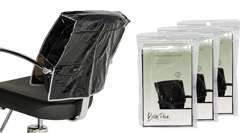 Betty Dain Salon Chair Cover 3 Pack, Protects Spa/Salon Chair Upholstery from Stains, Chemicals, Moisture, and Wear, Square, One Size Fits Most, Durable Vinyl, Black - size: 3 Pack, style: Square