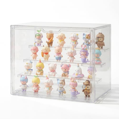 Acrylic Display Case 2 Pack, 4-Tier Large Clear Stackable Display Boxes with Magnetic Doors and Removable Shelves, Dustproof Showcase for Figures, Collectibles, Models - size: Large
