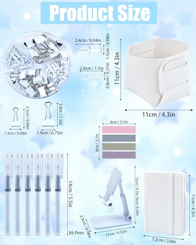 LXEVIHK 20Pcs White Desk Organizers and Accessories With Mesh Desk Organizer and 360°Rotating Pen Holder and a Lot of Office White Office Supplies Beautifully Presented in a Gift Box - color: white