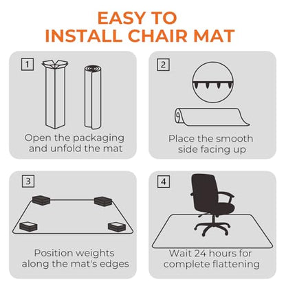 Office Chair Mat for Carpeted Floors, 48" x 30" Desk Chair Mat for Rolling Chairs on Low Pile Carpets, Easy Glide Floor Mat for Home, Gaming - size: 48" x 30"