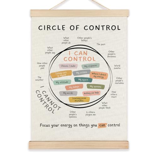 LZYRF Mental Health Wall Art Poster Framed, Therapy Office Must Haves, Circle of Control Mental Health Canvas Prints Wall Decor for Therapist Counselor Calming Office, 16x24 Inch - color: circle of control, size: 16"L x 24"W